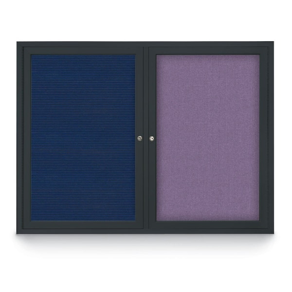 United Visual Products Decor Wood Combo Board, 24"x18", Light Oak/White Porcelain & Black UV701DEFAB-LTOAK-WHTPORC-BLACK - main